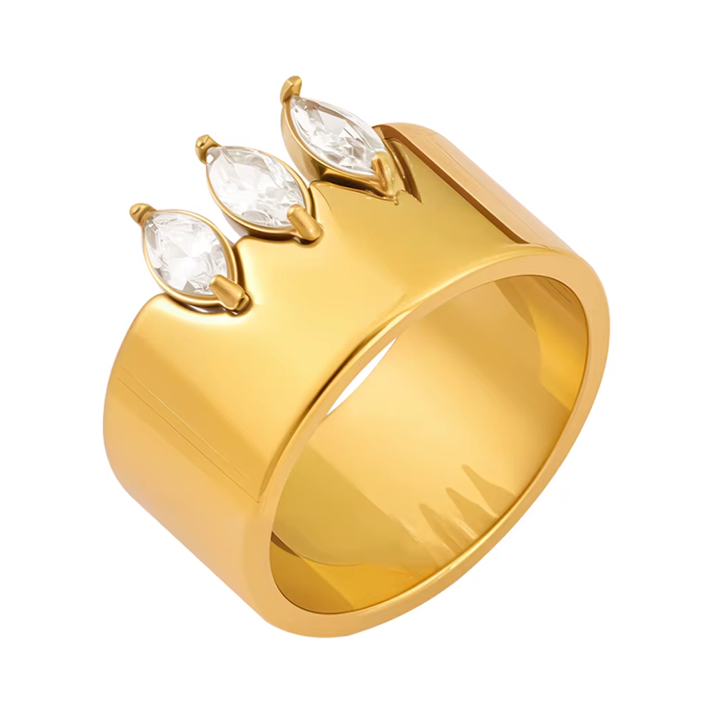 JOVO LOVE – bague polie de 10mm de large pour femmes, en acier inoxydable, couleur or, zircone cubiq