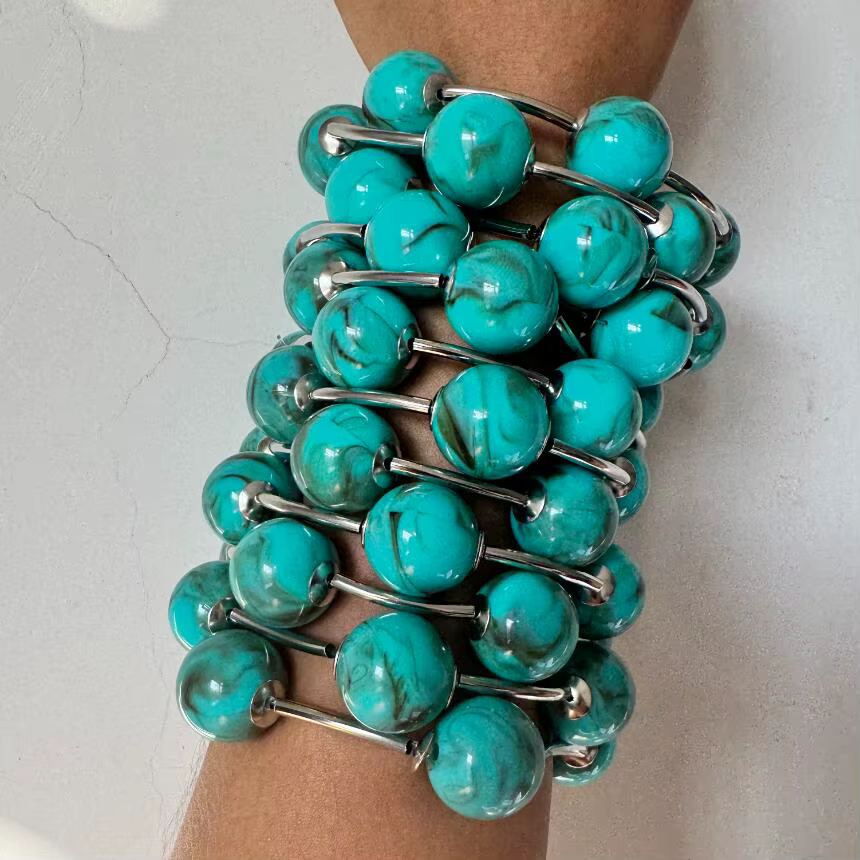 Nouveauté 2025 – Bijoux fantaisie en gros pour femmes : Ensemble de bracelets épais en résine acryli