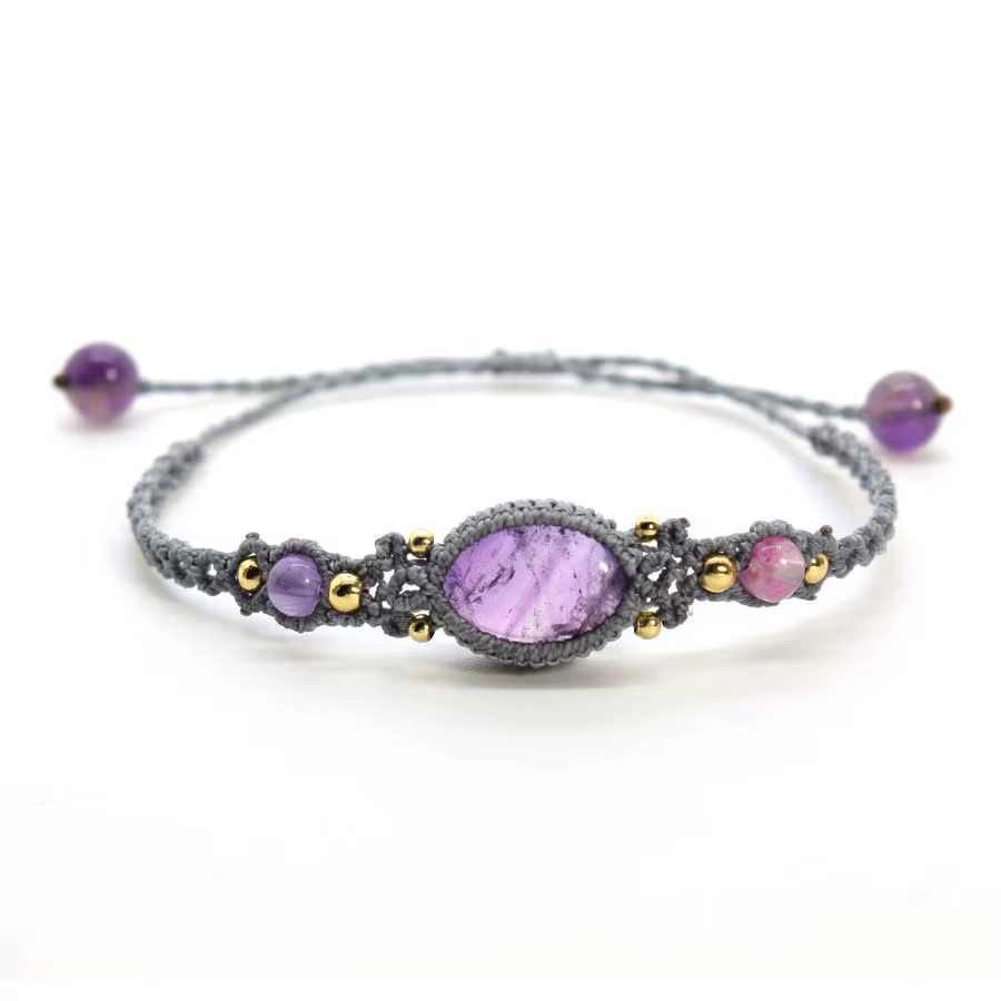 Bracelets en pierre de macramé tressée à la main pour femme, ULen cristal naturel, bracelet tressé, 