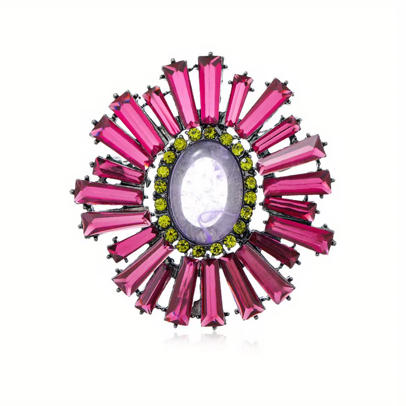 Broches Vintage baroques de luxe en strass, fleur de soleil, Badges pour femmes et hommes, rétro Pal