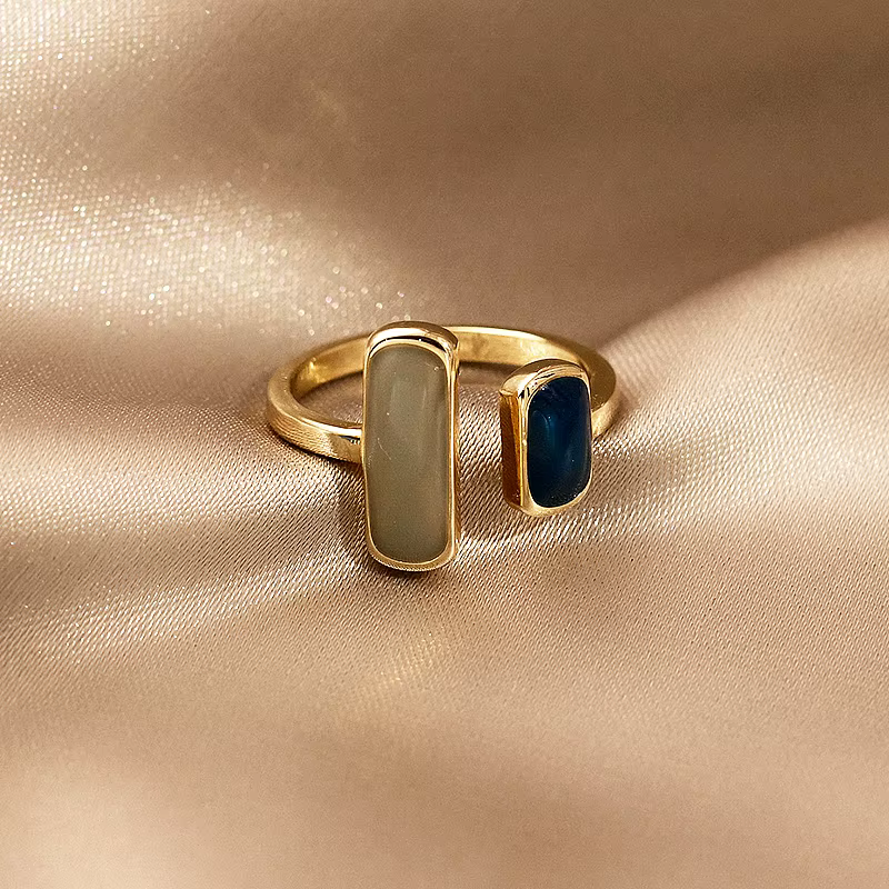 Bague en émail goutte à goutte colorée réglable pour femmes, mode rétro géométrique couleur or, anne