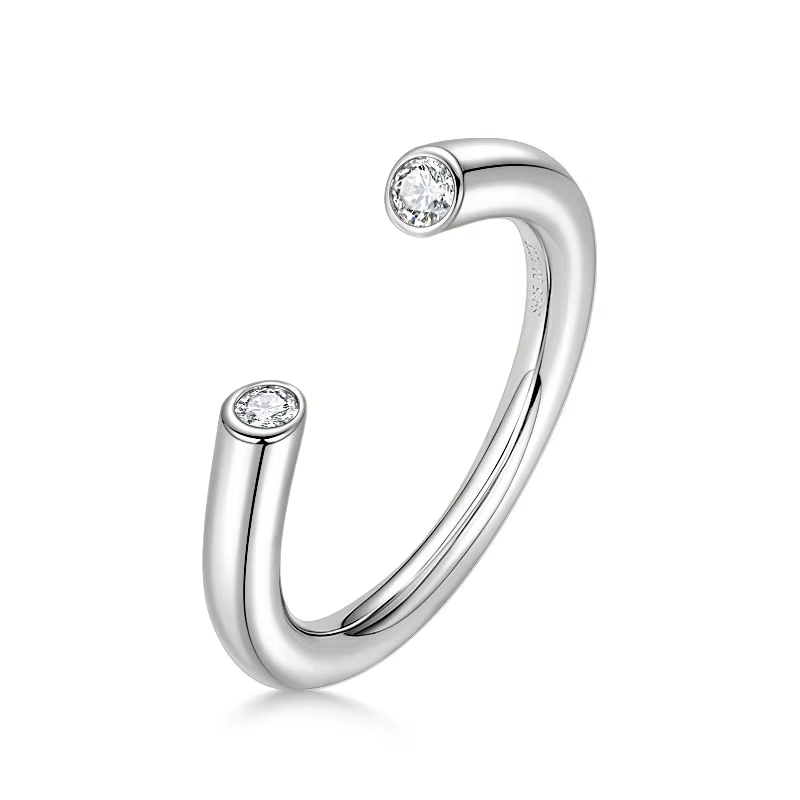 OXTAO 2.5mm Moissanite bague à deux pierres pour les femmes 925 en argent Sterling à la mode concept