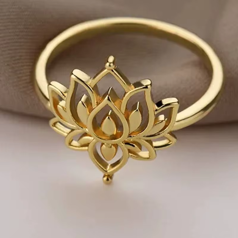 Huitan – bague Design fleur de Lotus pour femmes, pour fiançailles, mariage, accessoires métalliques