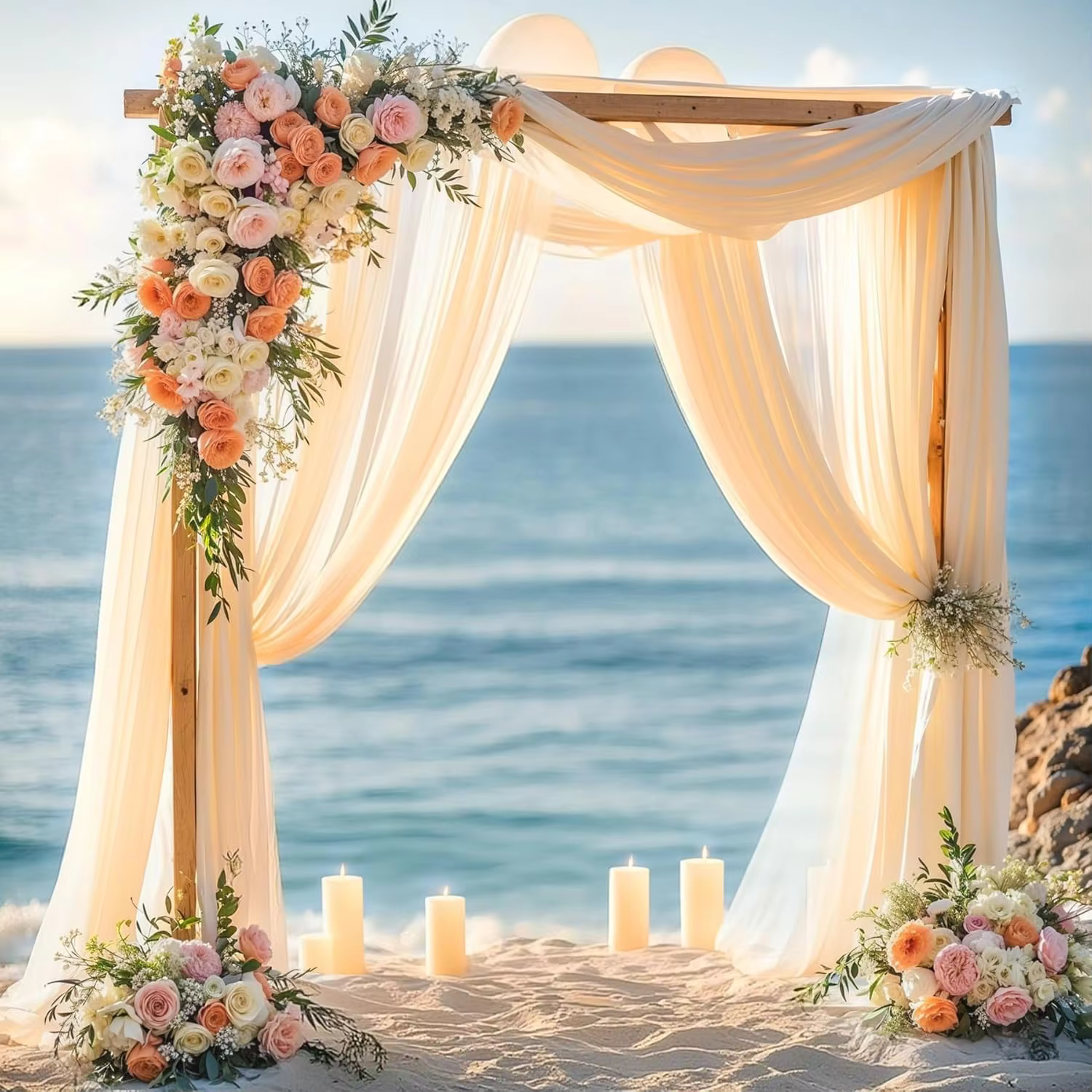 Tissu drapé pour arc de mariage, pour cérémonie, réception, décorations d'arc, tissu transparent en 