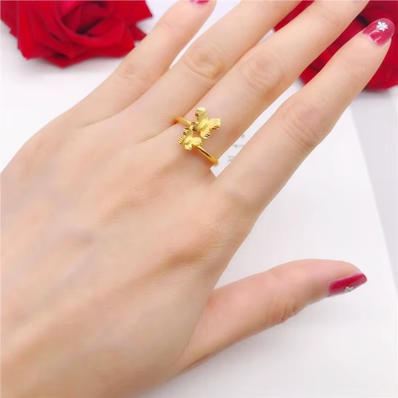 Bague en plaqué or véritable 18 carats pour femme, bague en pièces en euros, amour antique des amour