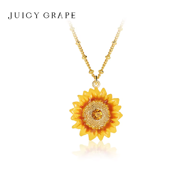 Collection de bijoux en émail tournesol raisin juteux plaqué or 18 carats émail peint à la main fête