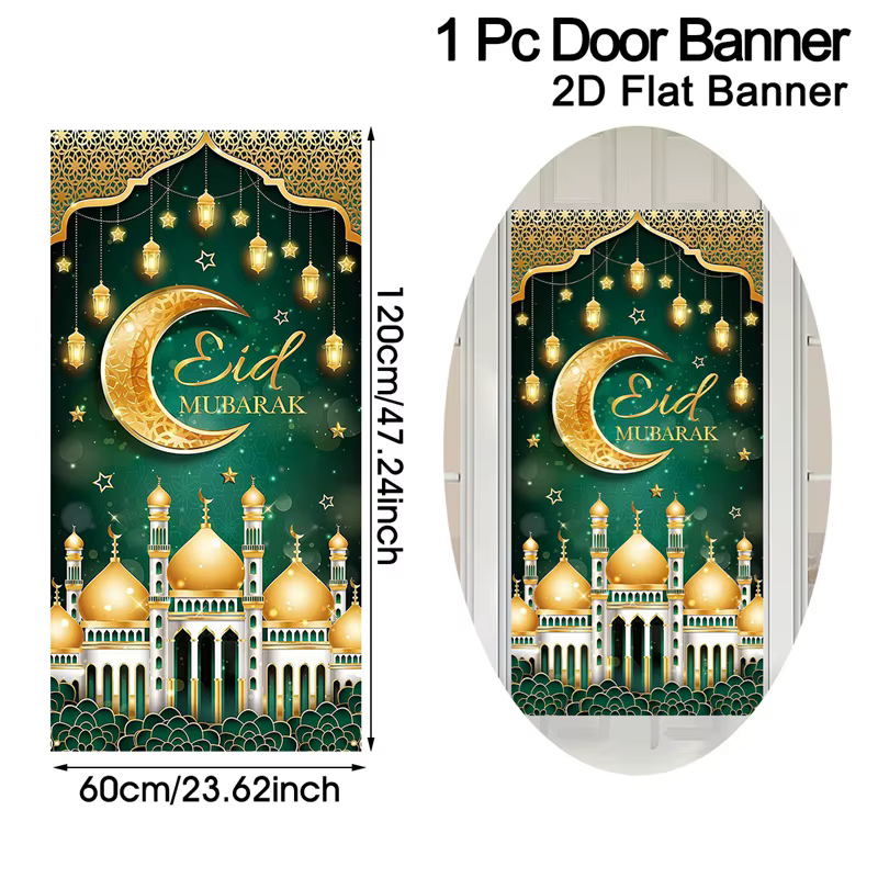 Bannière de porte Eid et Ramadan, drapeau suspendu, décoration du Ramadan 2026 pour la maison, Ramad