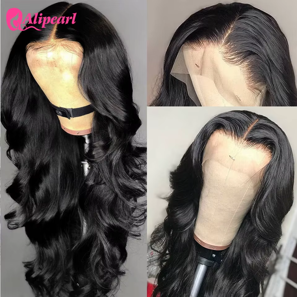 Perruque Lace Front Wig Body Wave brésilienne-ALIPEARL, cheveux naturels, pre-plucked, HD, 13 tage, 