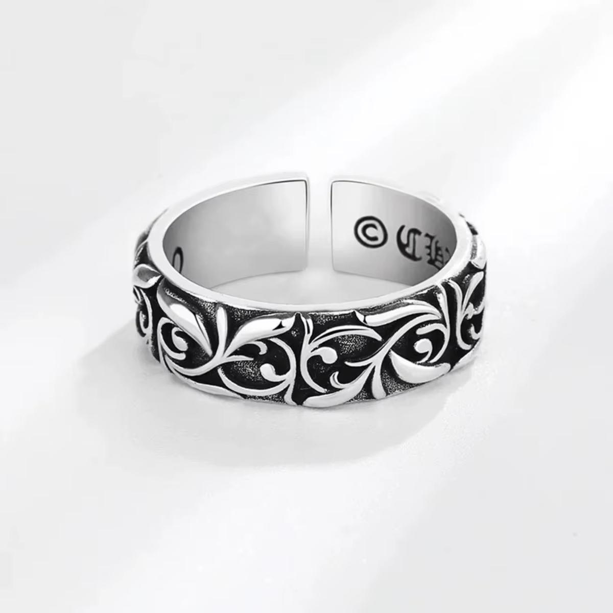 Bague unisexe en argent style vigne éternelle, punk gothique vintage, ouverte, faite à la main, bijo
