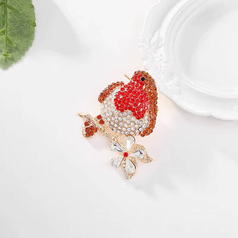 Broche pie en strass de luxe pour femmes et filles, broches en cristal, mignonnes, antidérapantes, B