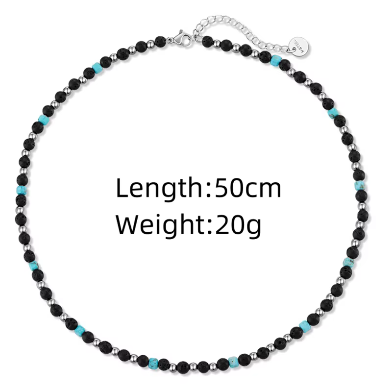 Loe |   Collier en acier inoxydable pour homme avec pierres. Bijoux à breloques d'Italie. Cadeau de 