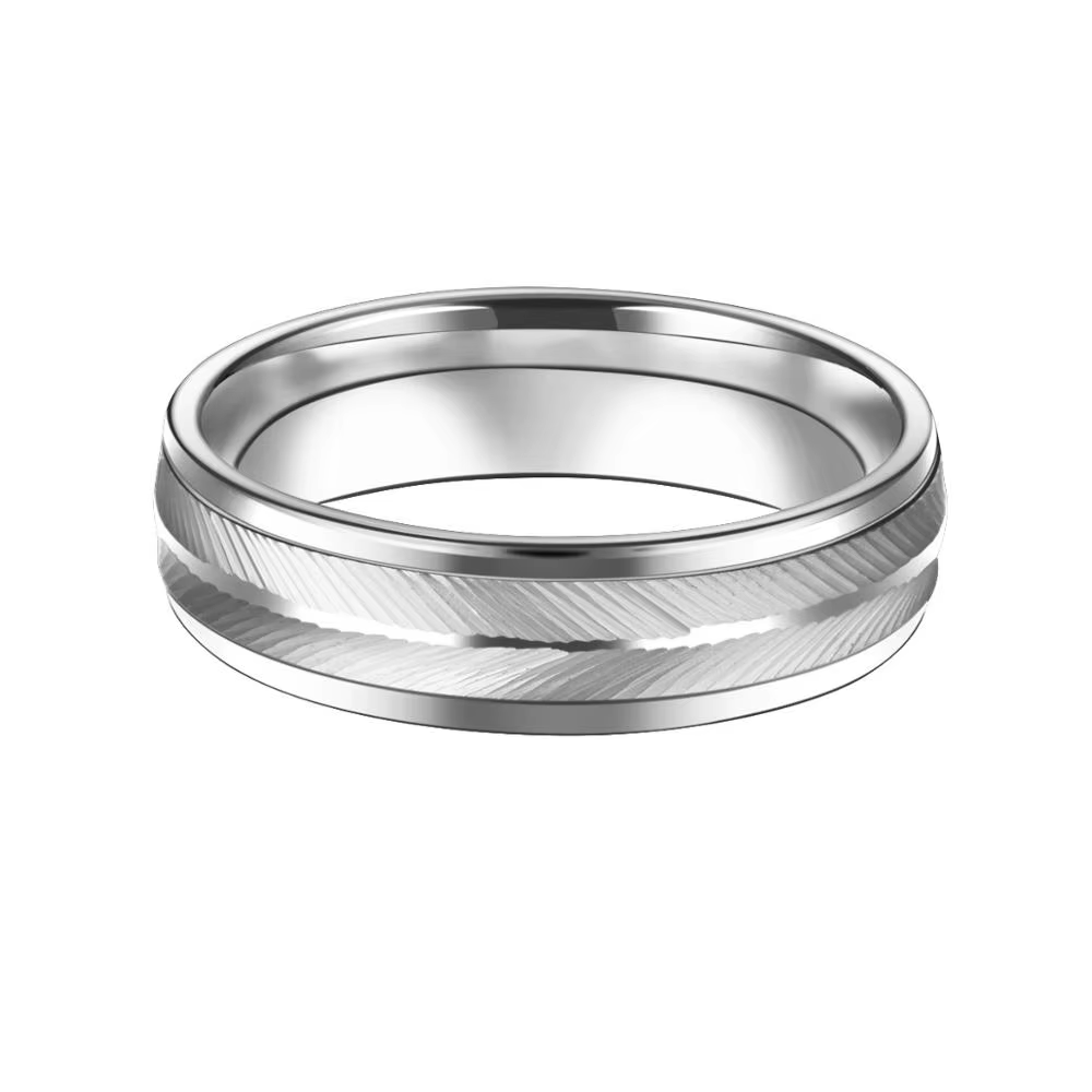 Bagues en acier inoxydable sculpté pour hommes, 6mm, couleur argent, bagues de fiançailles, de maria