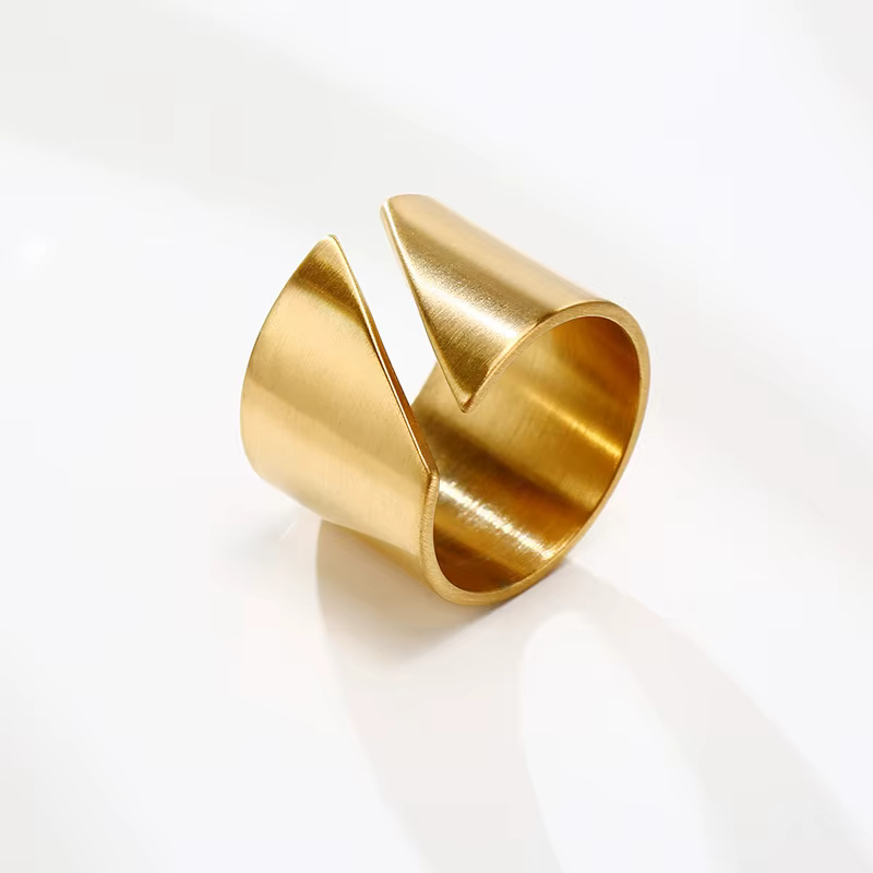 Bague large enveloppante moderne en acier inoxydable pour femmes, bague géométrique de déclaration d