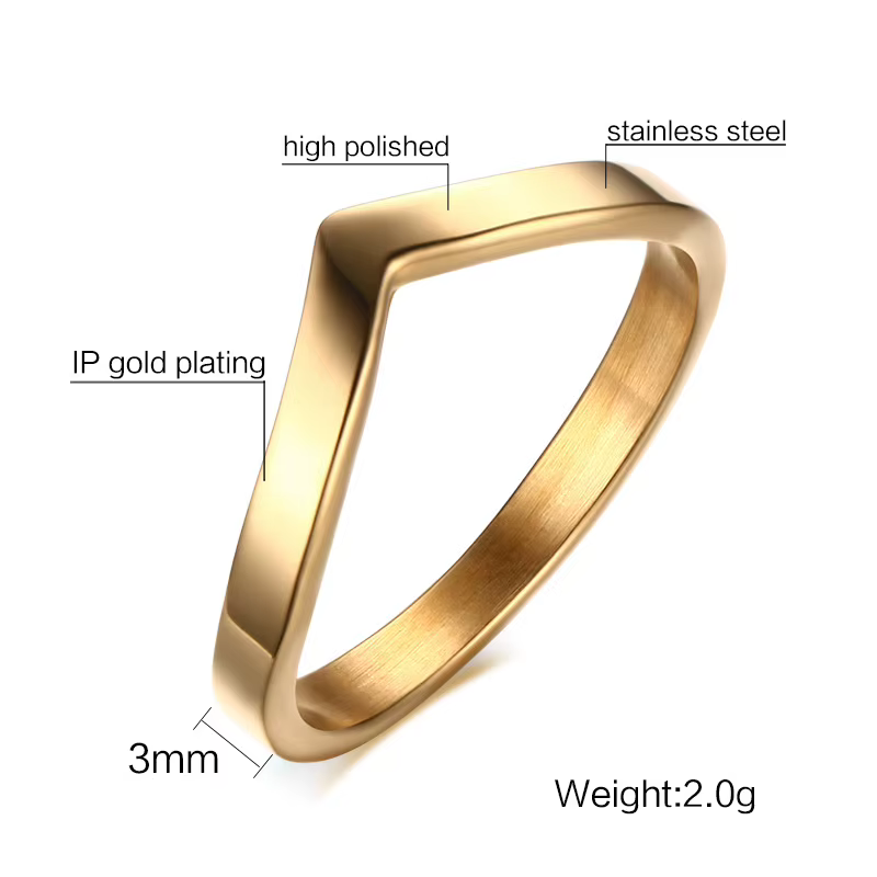 Bague épaisse Double couche pour femmes, acier inoxydable plaqué or, bague radiale à bande de déclar