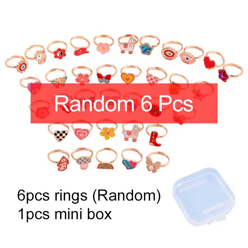 Anneaux réglables pour filles, jouets de maquillage pour enfants, bijoux de dessin animé, anneaux en