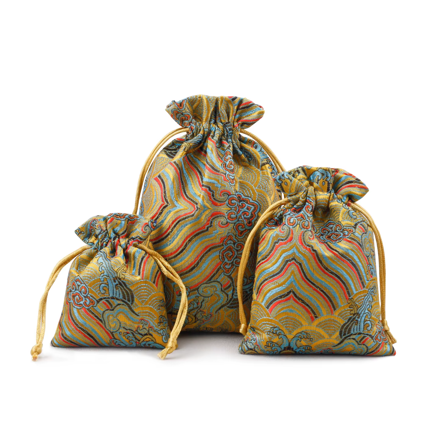 Sac de gril de bijoux de brocart, boucles d'oreilles, bracelet, stockage de proximité, emballage de 