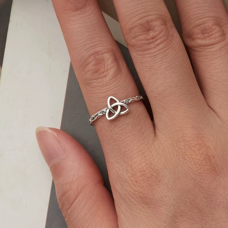 BAMOER 925 en argent Sterling en relief Vintage motif celtique bague pour les femmes Simple en argen