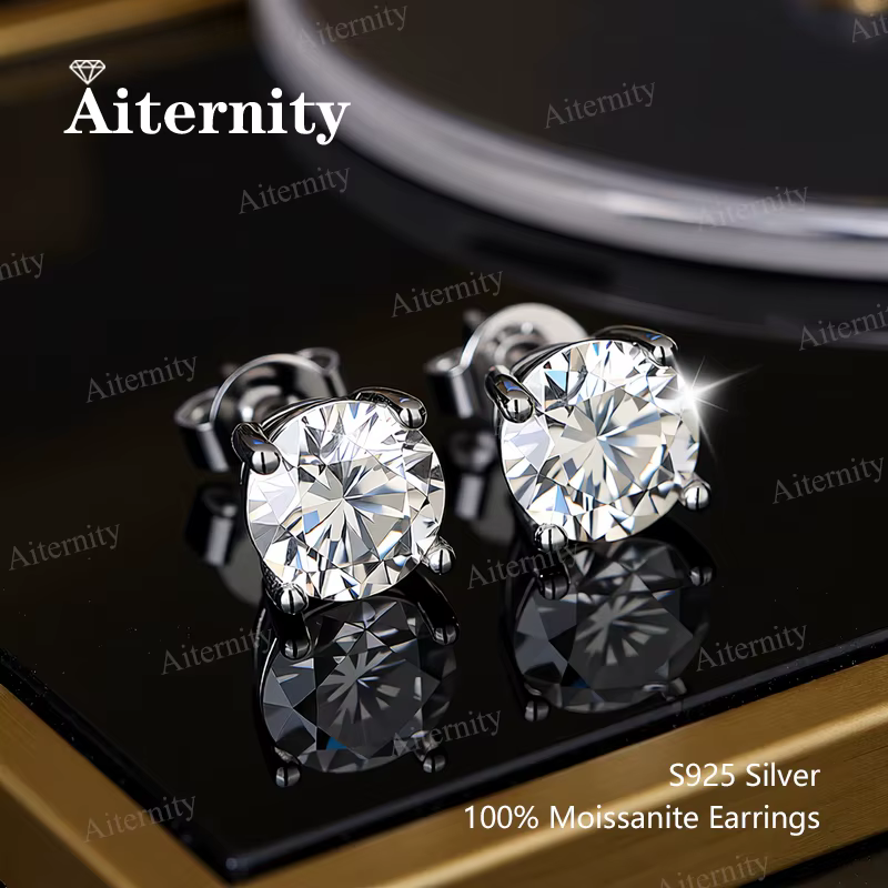Boucles d'oreilles Moissanite 100% pour femmes, certificat GRA, stylo de Test de diamant, clous d'or