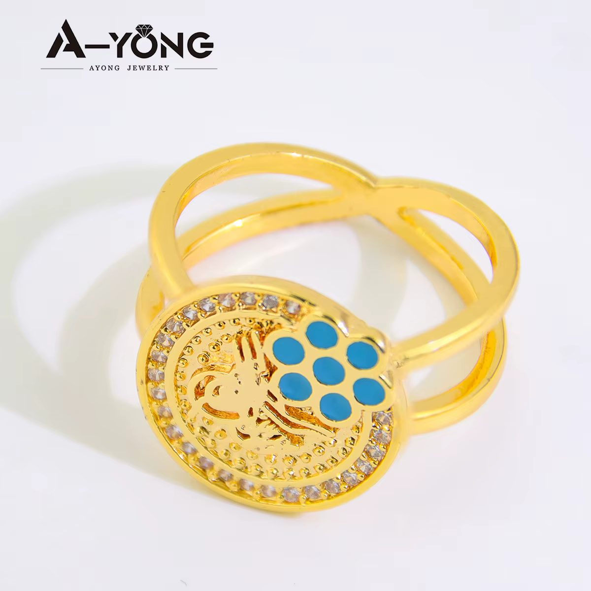 Bague de pièces de monnaie couleur or saoudien plaqué or 21 carats, bagues de Cocktail simples de du