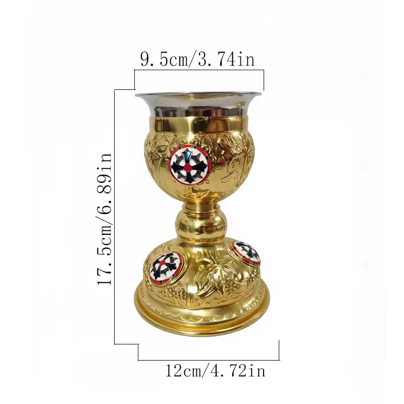 Nouveau Calice de Communion Orthodoxe Plaqué Or avec Reliefs d'icônes Émaillées pour l'Utilisation d