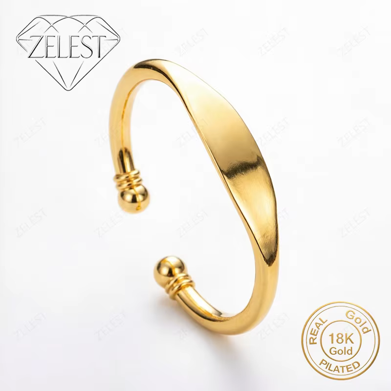 Bracelet ouvert exquis en argent sterling 925 plaqué or 18 carats, bijou élégant pour femme, cadeau 