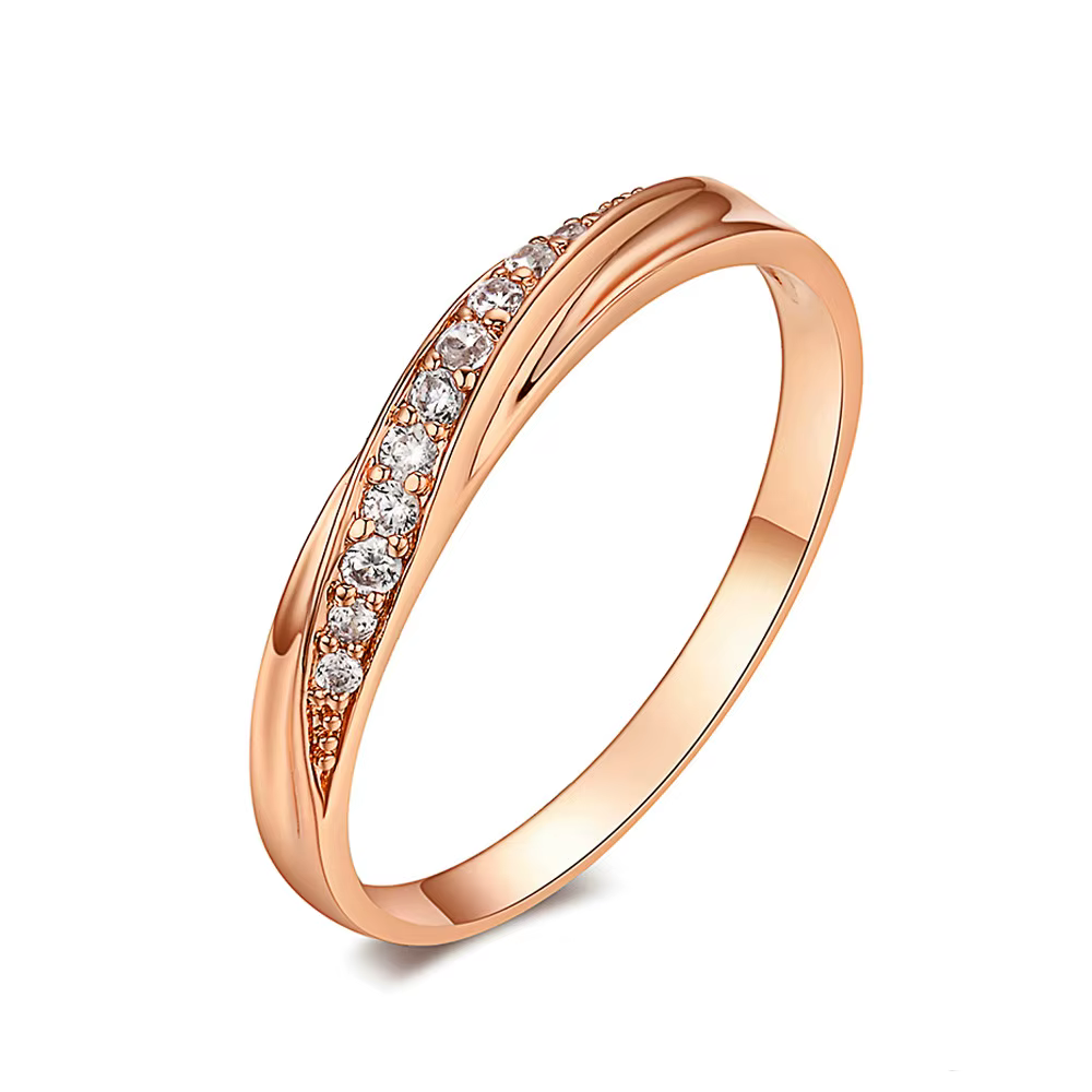 Bagues de fiançailles et de mariage pour femmes, anneau délicat Simple en or Rose et zircone cubique