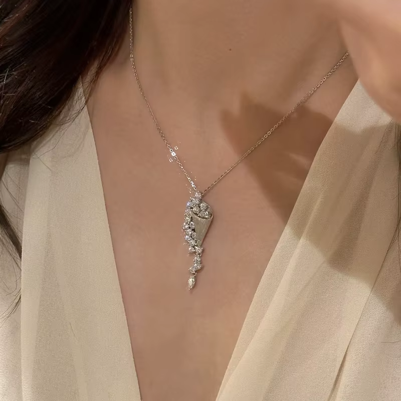 ENSHIR – collier avec pendentif en Zircon scintillant pour femmes, Design de Niche, nouvelle tendanc