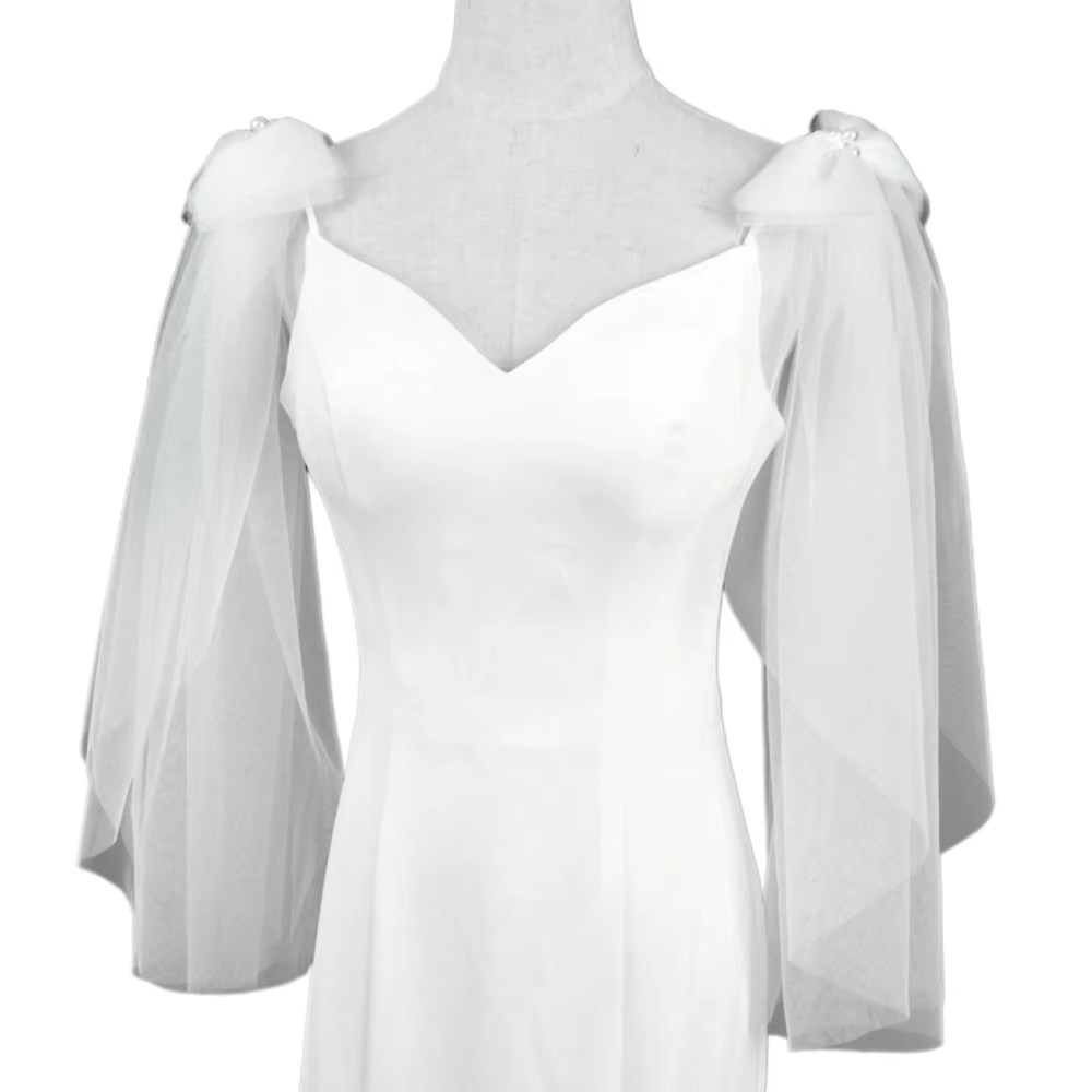 Robe de mariée en Tulle plissé, 1 paire, châle avec perles brillantes, nœud Transparent, gaze dorée,