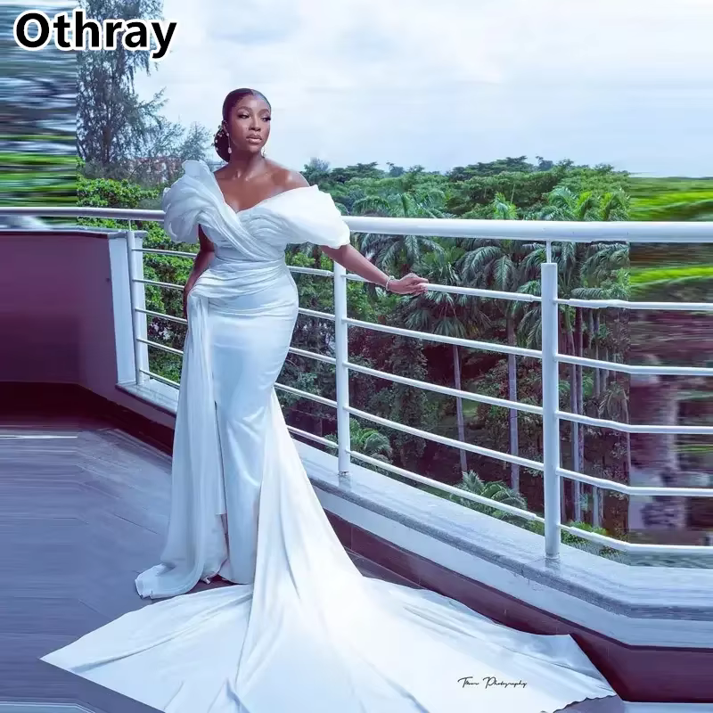Robe de mariée africaine Othray Aso Ebi, robe de mariée en satin, bouffée de sirène initiée, magnifi