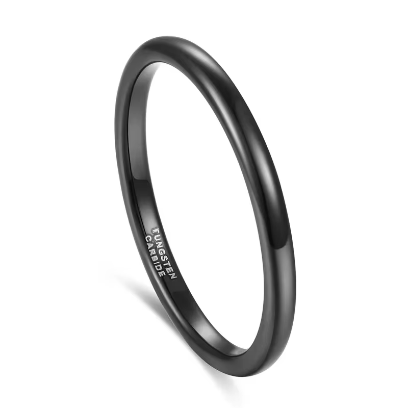 TIGRADE-Bague de Fiançailles Noire en Carbure de Tungstène Poli, 2/4/6/8mm, Unisexe, Gravure de Nom/