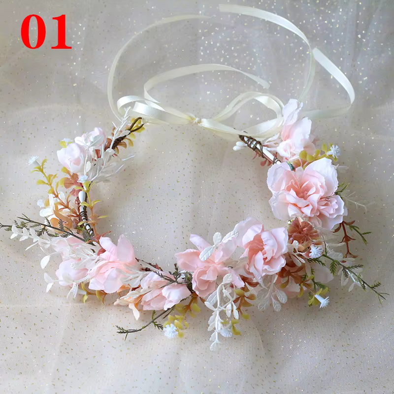Couronne de roses de style bohème, guirxiété florale hawaïenne, romantique, fleur artificielle, pour