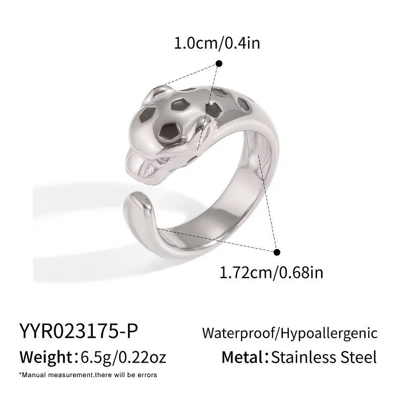Bague Miia rétro en acier inoxydable avec tête de léopard, bijoux de fête pour hommes et femmes, bag
