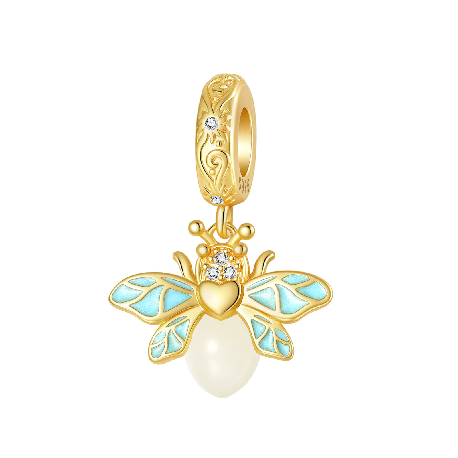 Breloque lumineuse thème de printemps, pendentif en forme d'abeille en argent Sterling 925, pour Bra