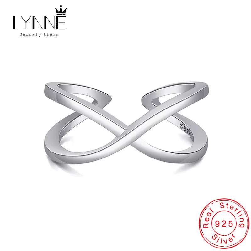Bague torsadée Double couche en forme de X, en argent Sterling 925, Simple, croix redimensionnable, 