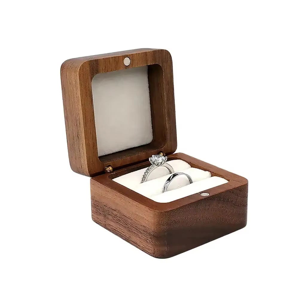 Boîte à bagues en bois, présentoir à bijoux, support pour bagues de fiançailles, organisateur de mar