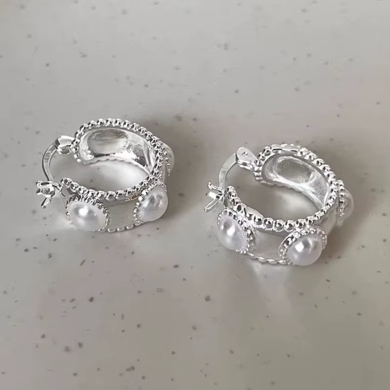ANENJERY-Boucles d'oreilles créoles géométriques en perles pour femmes, tempérament exquis, bijoux c