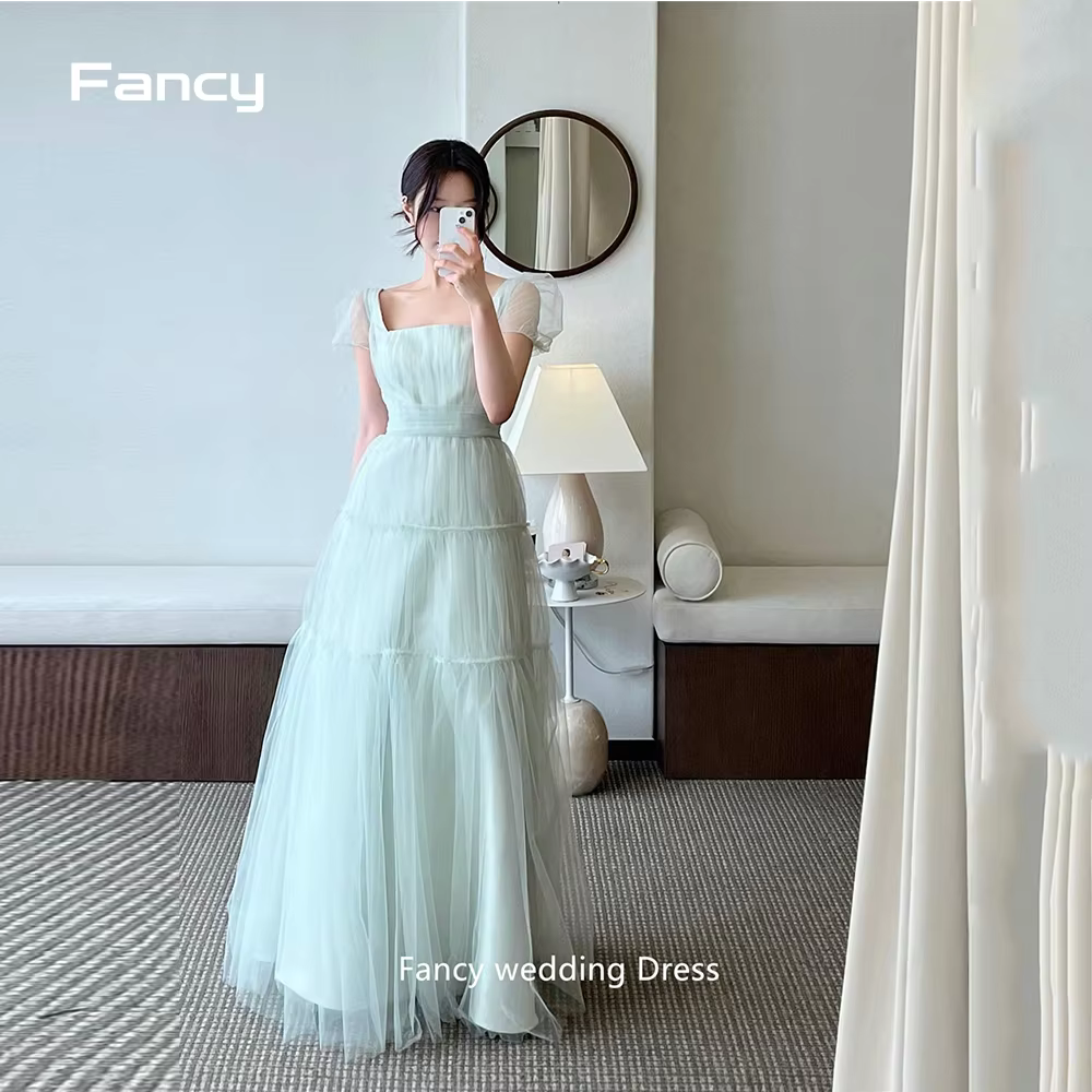 Robes de mariée A-ligne en tulle nickel é de paupières, manches courtes bouffantes, robes de Rh, lon
