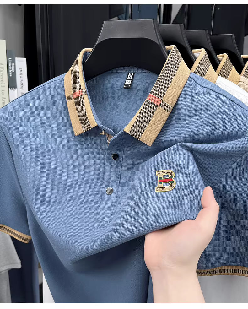 Polo à manches courtes de marque de luxe pour homme, nouveau t-shirt Paul en coton et soie respirant