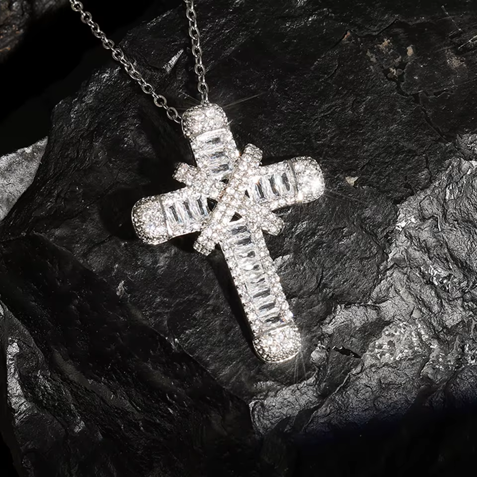 Colliers pendentif croix pour hommes, classique, Rotterdam, Kling, CZ, collier croix, bijoux de fest