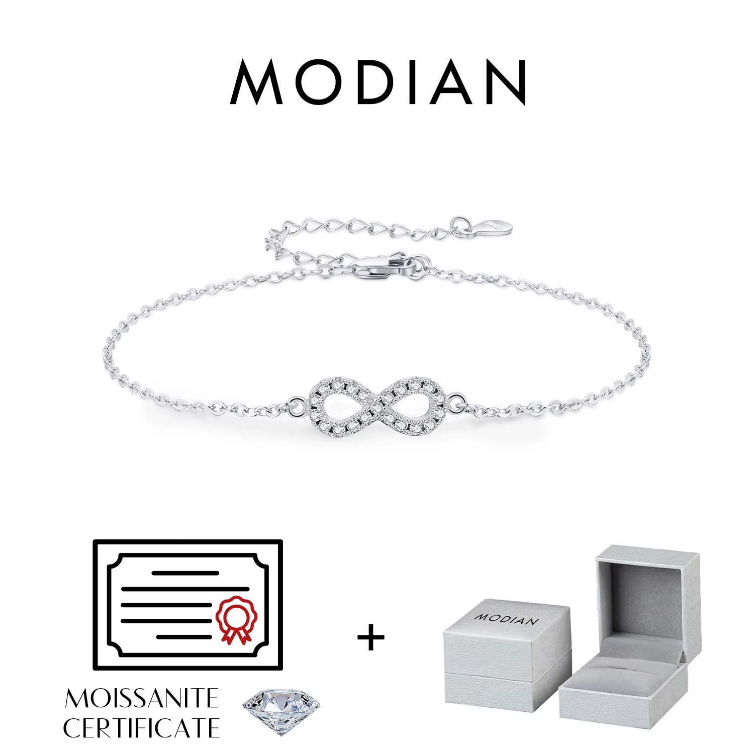 MODIAN D couleur Moissanite laboratoire créé diamant Bracelet 925 en argent Sterling romantique exqu