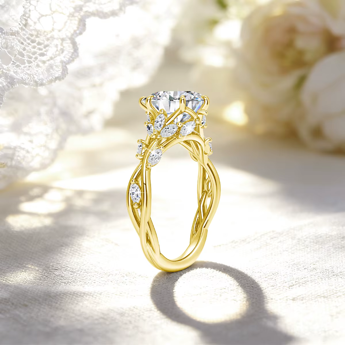 Bague de mariage en or véritable 14 carats avec moissanite 3 carats taille marquise, diamant GRA ins