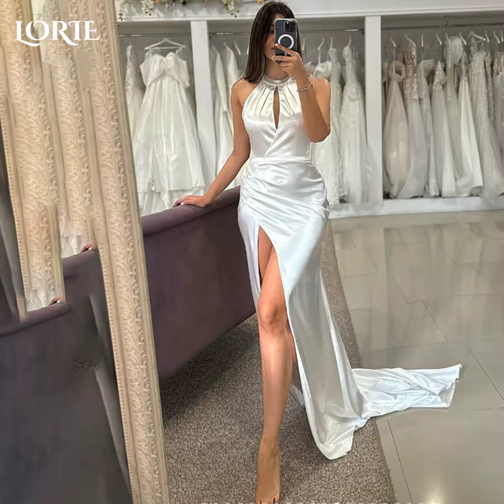 LORIE-Robe de Mariée Sirène Vintage à Col Licou, Fente Haute, Dos aux, pour Patients, Quels que soie