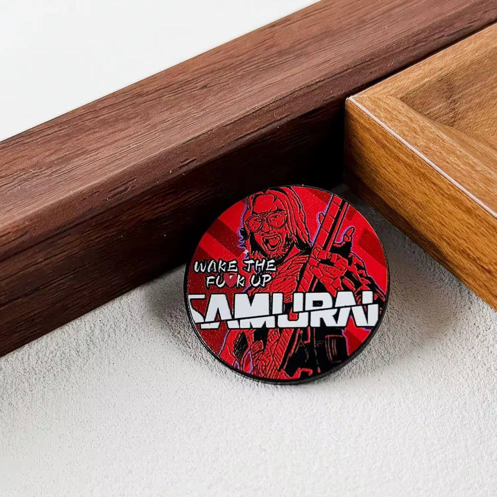 Épinglette Johnny Silverhand – Badge Cité d'un Citation Icône du Jeu Vidéo Samurai – Bijou RPG, Cade