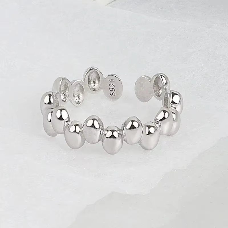Bague réglable géométrique irrégulière couleur argent Simple pour femmes, Design Unique à la mode, b