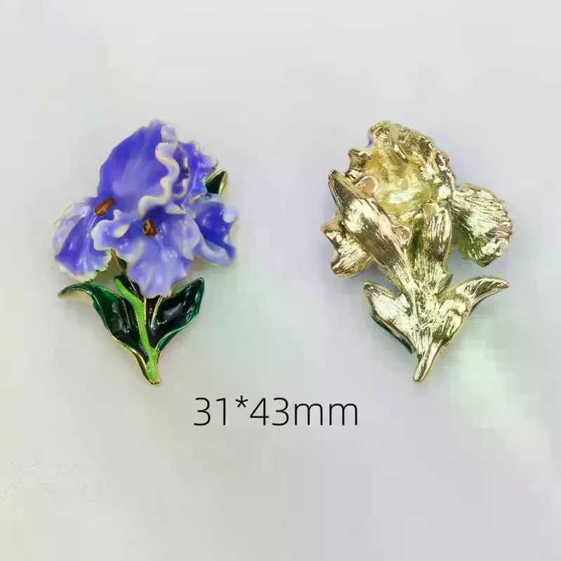 Pendentif Phalaenopsis en émail pour bijoux DIY, breloque florale faite à la main pour la création d