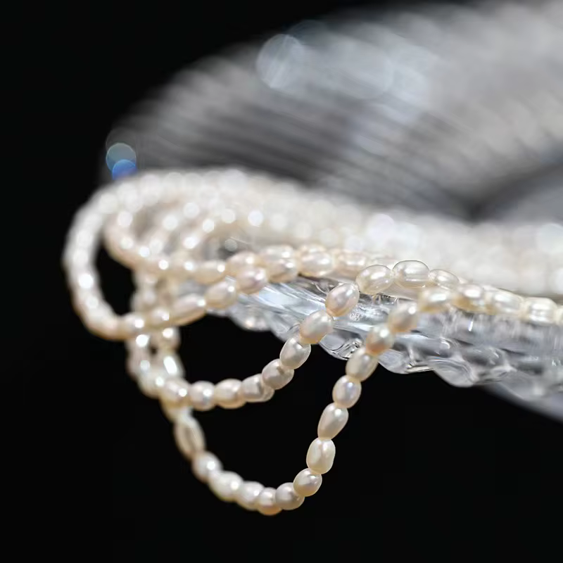 Dainashi 925 argent Sterling 2.5-3.5mm forme de riz colliers de perles d'eau douce 40cm de longueur