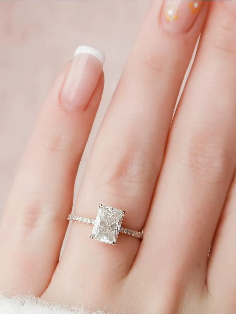 DWJ 2-5CT magnifique bague rectangulaire en Zircon en argent Sterling 925 pour les femmes anniversai