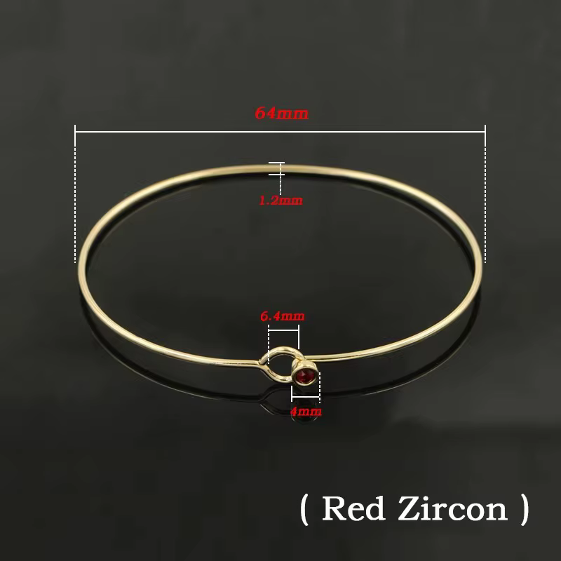 Bracelet jonc en or rempli 14K avec zircon rond, bracelet jonc minimaliste, cadeau pour elle