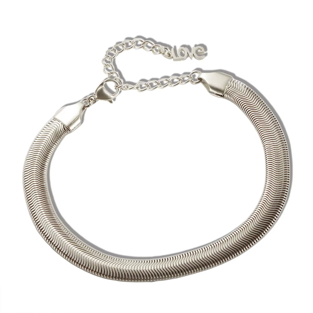 Collier en acier inoxydable, Texture métallique minimaliste, chaîne serpent plaquée 18 carats, colli