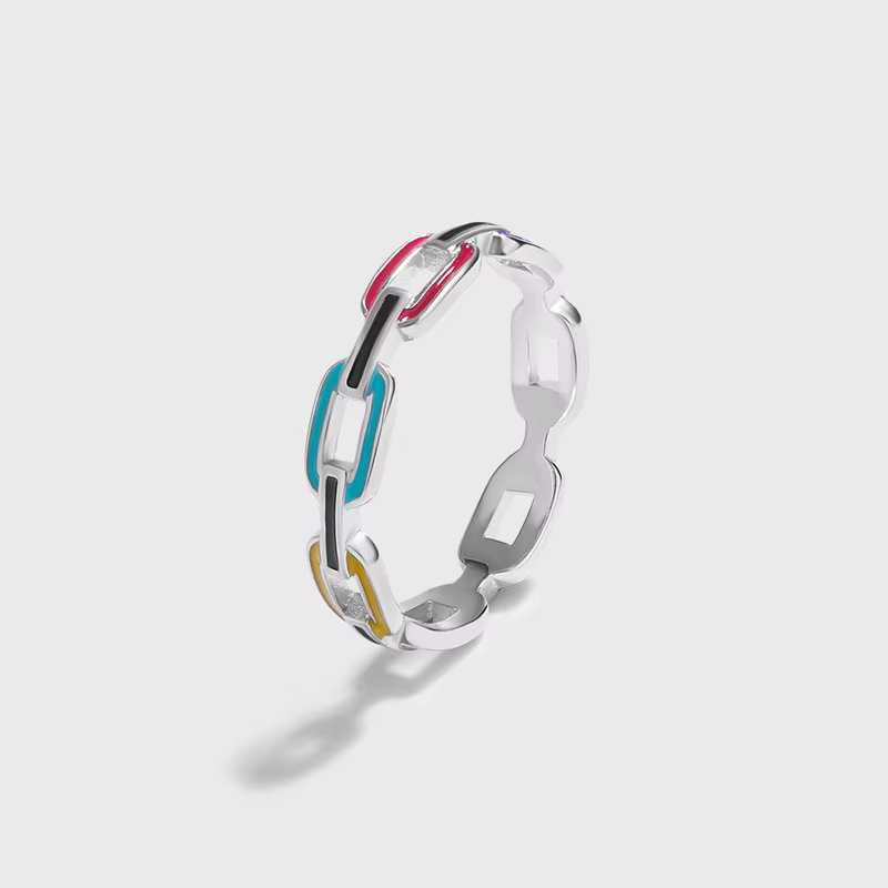 Bague Femme Élégante en Argent Sterling 925 Buyee, Double Cercle Arc-en-ciel Ouvert, pour Femme, Bij